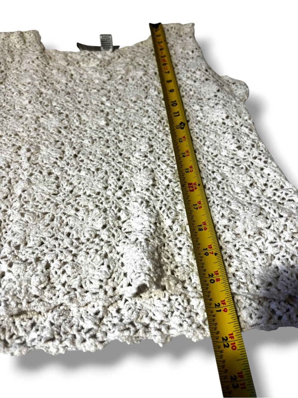 Chico's White Sleeveless with Thick Straps Crochet Loose Fit Layerable Tank Top - Picture 10 of 16